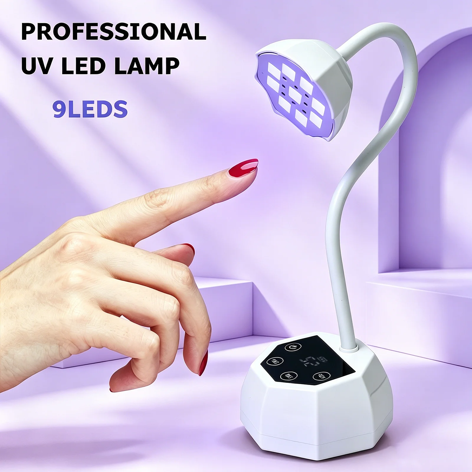 UV LED Nail Lamp Gooseneck UV Light for Gel Nails USB Cordless Cure Lamp Nail Dryer Fast Curing for Salon Home DIY
