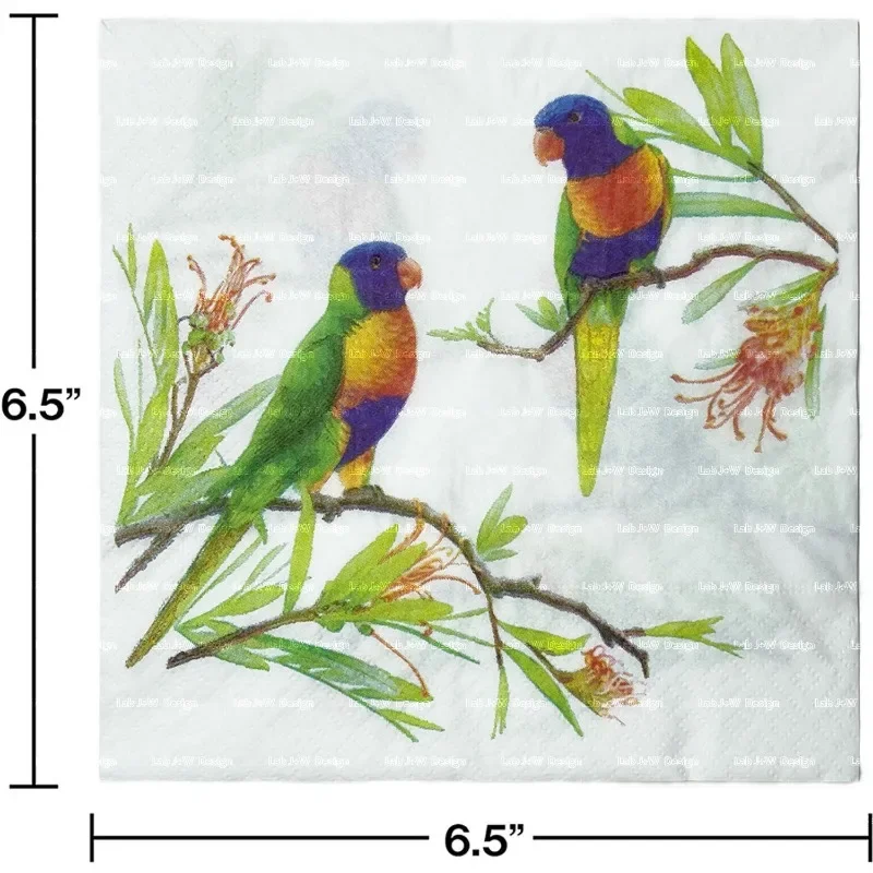 Magpie Branch Double Bird Square Napkin Flower Bird White Background Green Branches Wedding Party Supplies Decoration Placemats