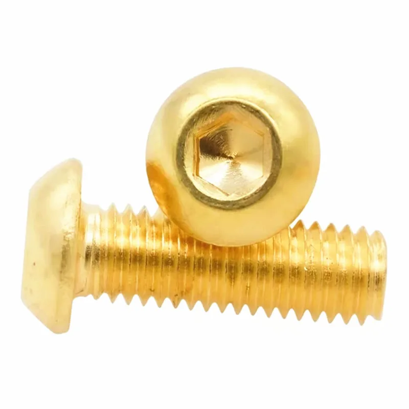 20–1 Stück M2 M2,5 M3 M4 M5 M6 M8 M10 M12 reine Inbus ISO7380 Messing-Halbrundkopf-Innensechskantschrauben