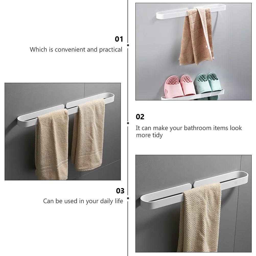 Bathroom Wall-Mounted Towel Bar Aluminium Alloy Towel Holder Punch-Free Design Multifunctional Storage Rack Organizer for Rolls
