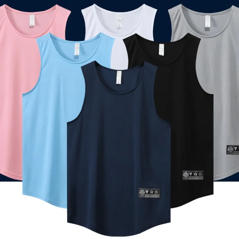 M-5XL Men Sports Vest Training Sleeveless T-Shirt Breathable Quick-Drying Fitness Running Basketball Uniforms