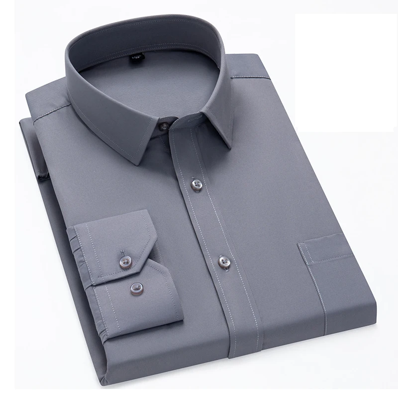 

Men's Long Sleeve Dress Shirt Oversized Regular Fit Men Business Formal Shirts Gray Yellow Black Casual Socal Shirts Plus Size