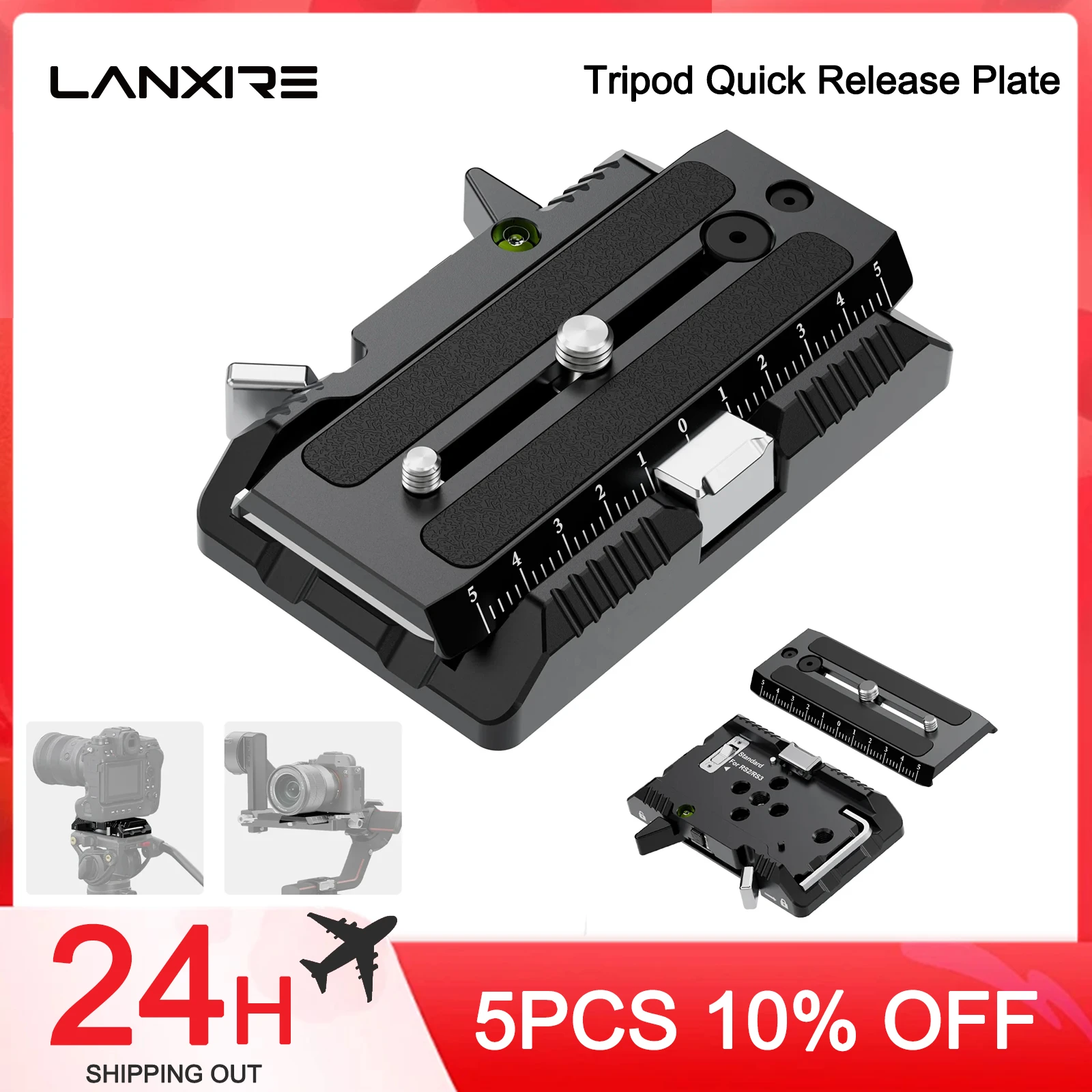 Lanxire 120mm Tripod Quick Release Plate & Clamp Kit for Manfrotto 501 502 DJI Gimbals QR Plate, Camera Quick Release Mount