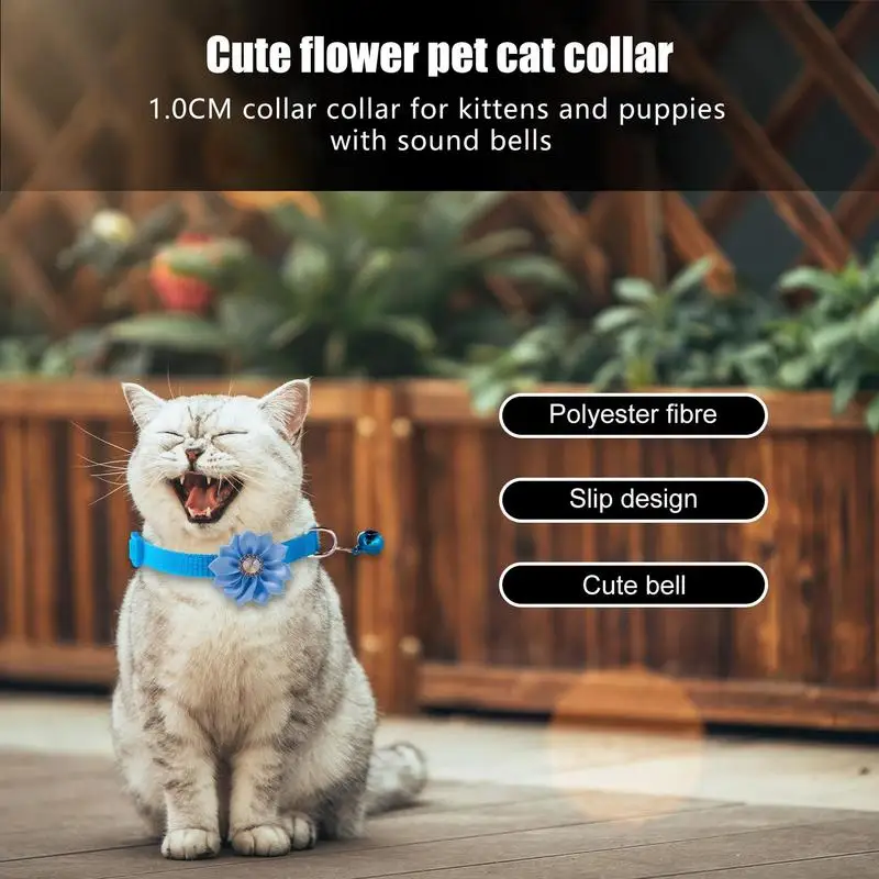 Cat Collar Adjustable Cat Flower Collar Safety Button Tie Necklace Puppy And Cat Gift Pet Accessories Puppy Collar