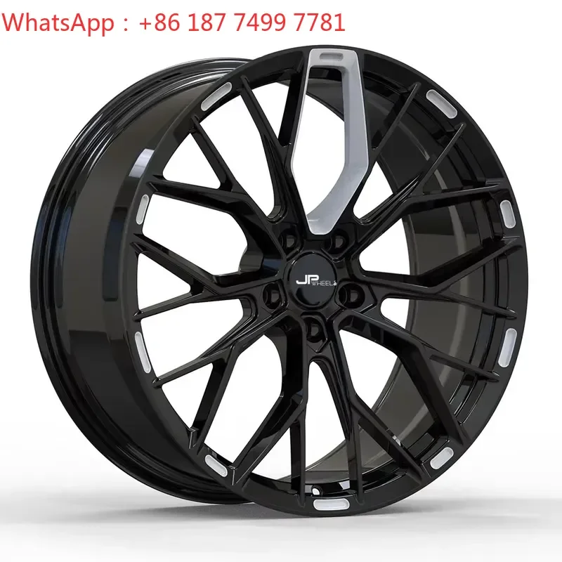Mesh Design Monoblok Wheels 21x9 Inch Forged Car Rims 5x120 Luxury Hyper Black Aluminum Alloy Passenger Car Wheels #JM7138