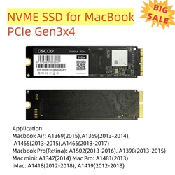 OSCOO SSD for 2013 2015 2017 Macbook Air A1465 A1466 Macbook Pro A1502 A1398 1TB IMac A1419 A1418 Solid State Drive HD 512GB 2TB