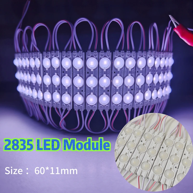 200Pcs Cool White Module 12V 2835 SMD 3 LEDs Light Advertisement Design Sign Backlight 1.5W 60*11mm Shop Banner Waterproof IP65
