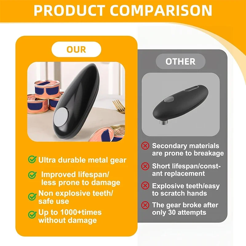 Electric Can Opener Tin Opener Hand Free for Arthritis Hands Automatic Can Openers with One Touch Switch Button Kitchen Tool
