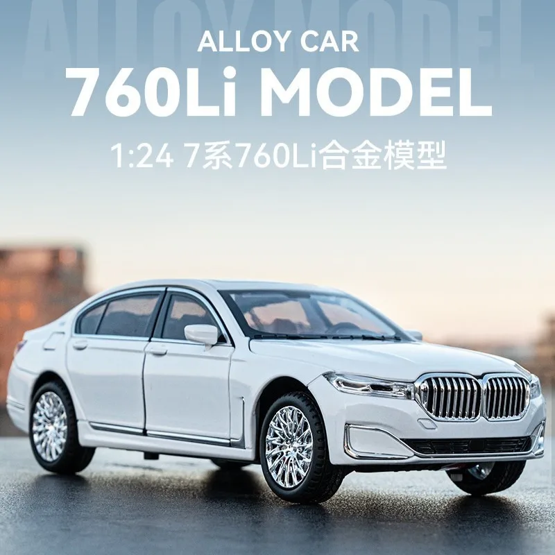 Alloy BMW 760LI Sedan Model 1 24 Scale Six Doors Openable Wheel Light Sound Detailed Diecast Vehicle For Hobby Display and Gift