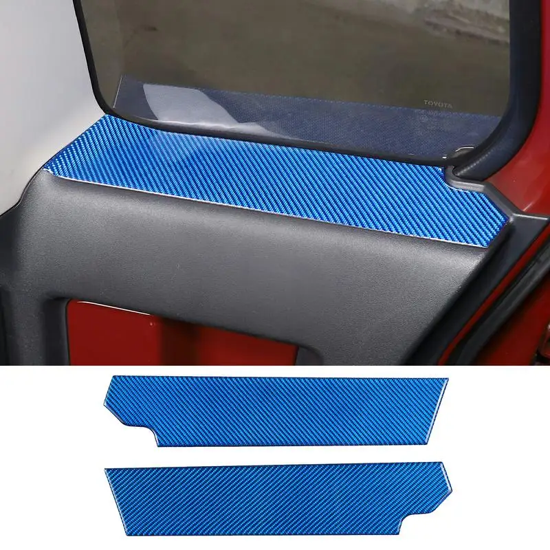 

For 2007-2021 Toyota FJ Cruiser Soft Carbon Fiber Blue Car Rear Door Inner Window Trim Strip Sticker Car Interior Accessories