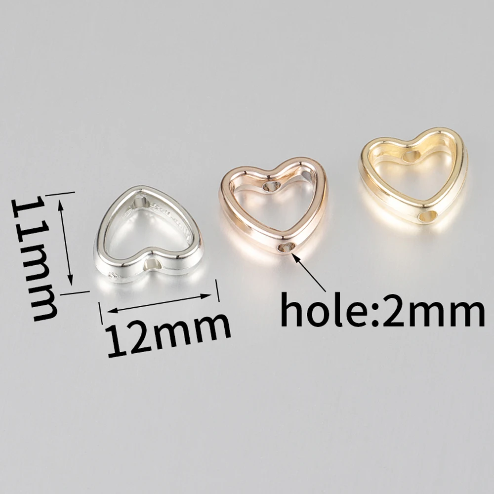 50pcs Two Holes Spacer Beads Hollow Love Heart/Circular/Square/Pattern Frame CCB Bead DIY Necklace Bracelet Connectors Pendants