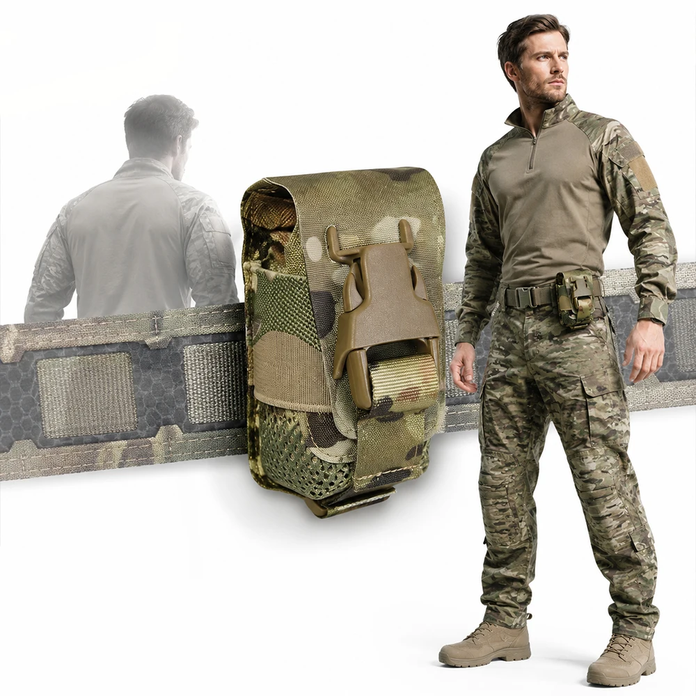 

Quick Release Mini Mag Bag Tactical MOLLE Single Grenade Pouch EDC Utility Pocket Mini Tool Pack Carrier for Hunting Airsoft