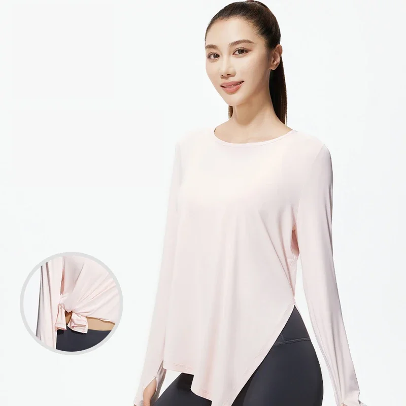 

gym sports top women's yoga clothing running loose slim quick-drying training long-sleeved thin autumn casual cover-up