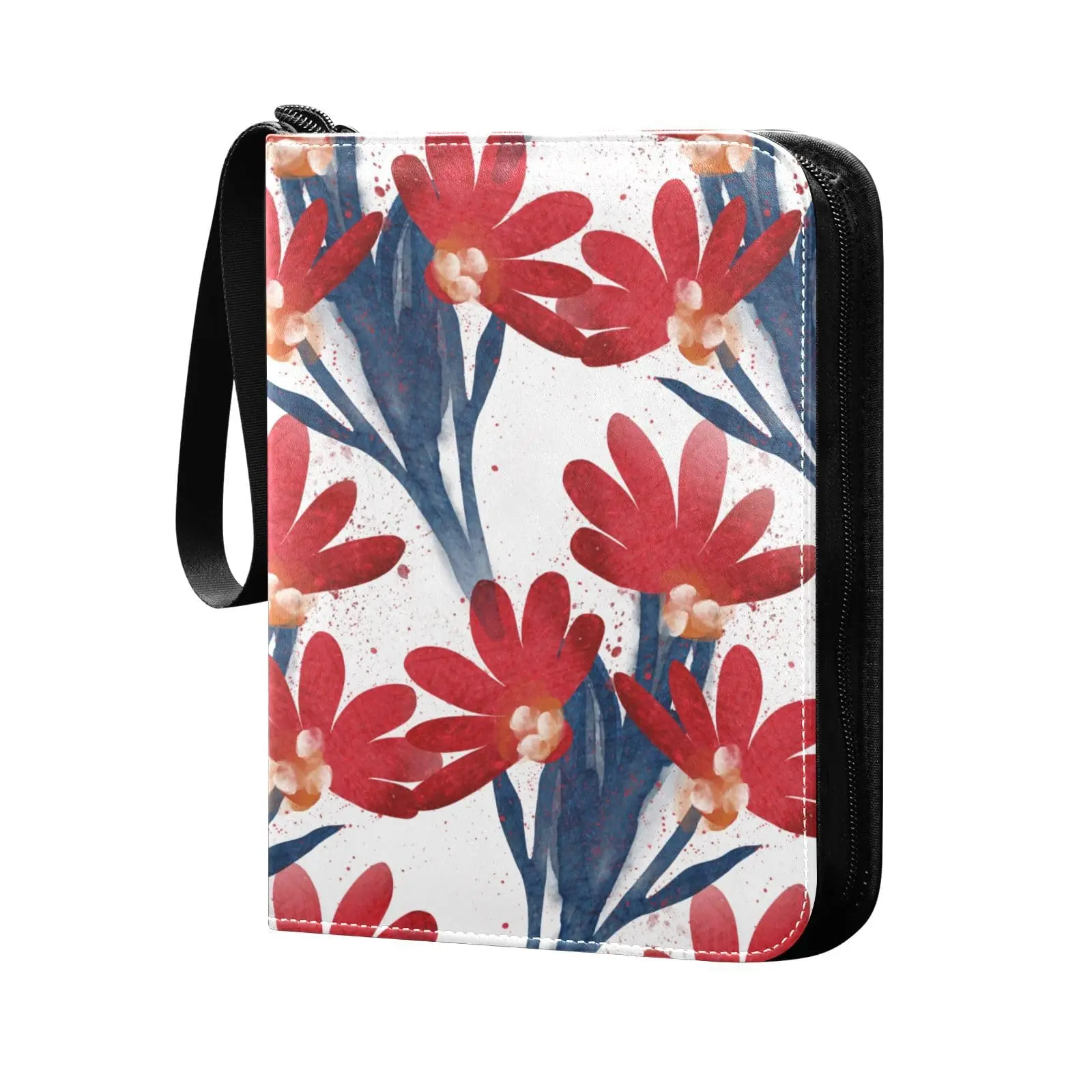 Watercolor Spring Floral Flower 4 Pocket Cards Binder, 400 Double Sided Pocket Album Game Cards, Unique Card Collection Storage