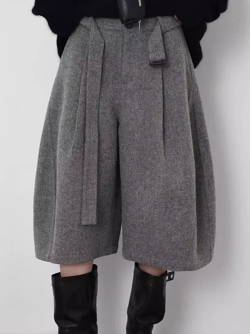 Fashionable Autumn Winter Woolen Skirted Pants Women's Straight Leg Slimming Seven-Foot Lengthened Design Sensation Pants