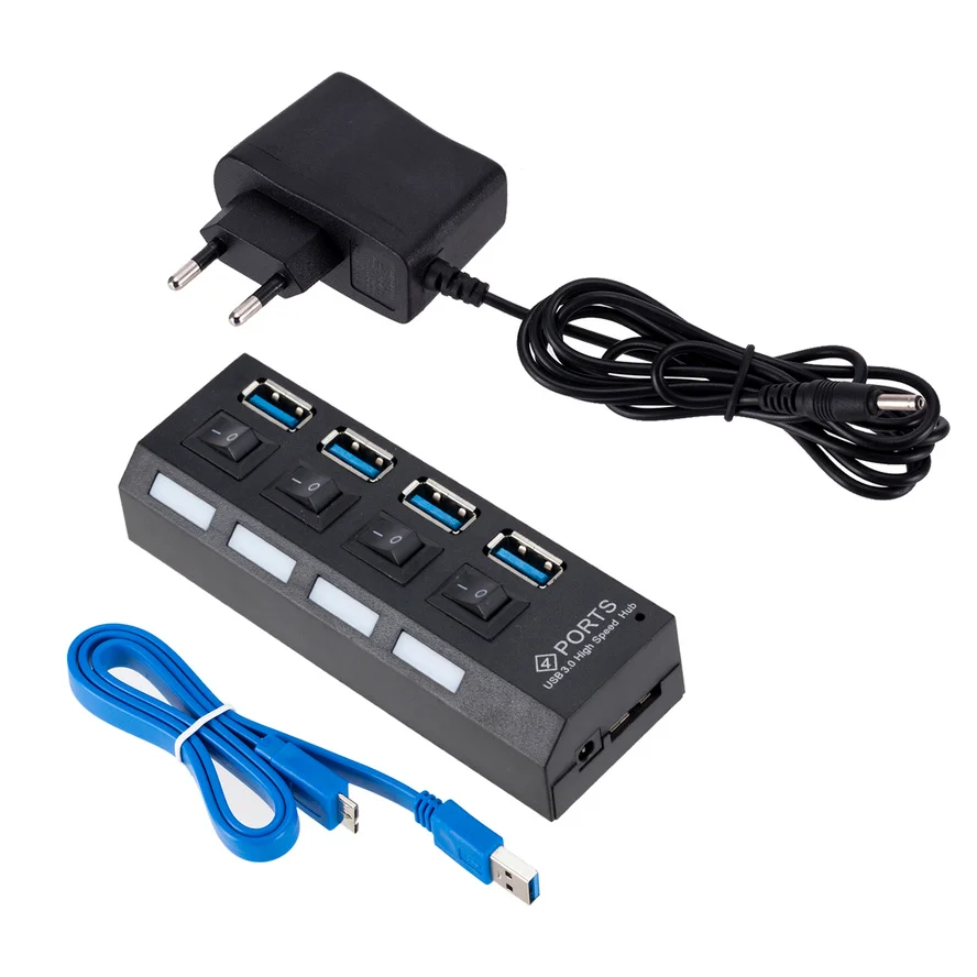 USB 3,0 Hub 5Gbps High Speed Multi USB Splitter 3 Hab Verwenden Power Adapter 4 Port Mehrere Expander Hub mit Schalter Für PC Laptop