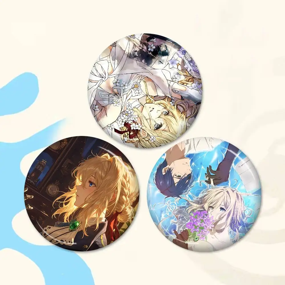 Japanese Violet Evergarden 58mm Handmade Brooch Cartoon Cosplay Badge on Backpack Jewelry Accessories Gifts