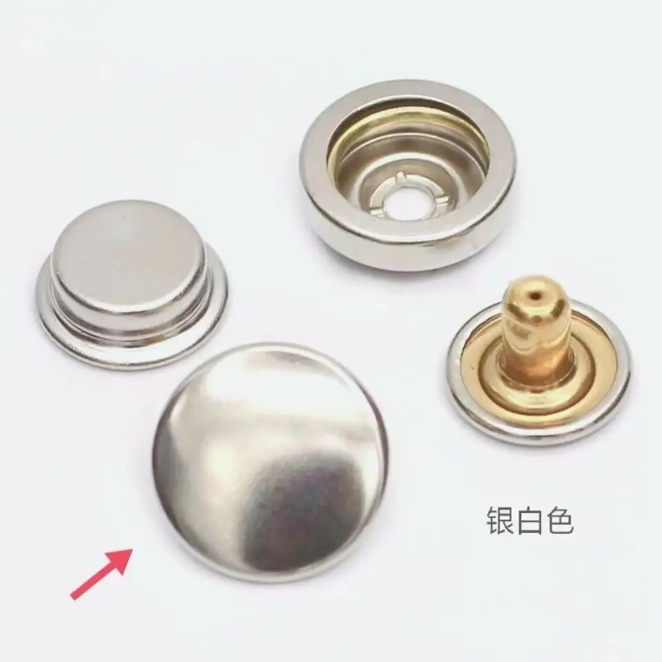 10 Sets Metal Buttons Leather Snap Fasteners 12mm 503 15mm 501 Round Color Button No Sewing for Clothes