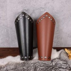 Leather Gauntlet Wristband Viking Leather Arm Guard Medieval Armor Bracers Leather Armband Wrist Guards Cosplay(Single