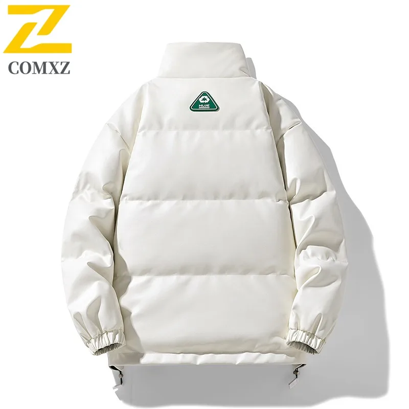 COMXZ Fashion Stand Collar Men Down Coat Outdoor Biking Wind Resistant Warmth Parka Solid Color Trip Cold Proof Winter Coats