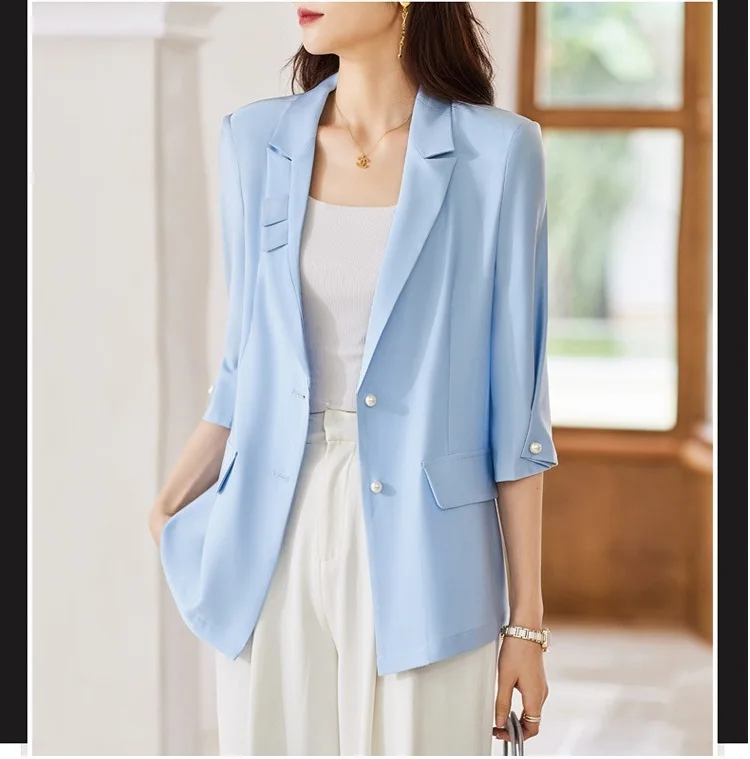 

Spring Summer Elegant Blazers Jackets Coat Half Sleeve Professional Women Business Work Wear Tops Outwear Female Clothes