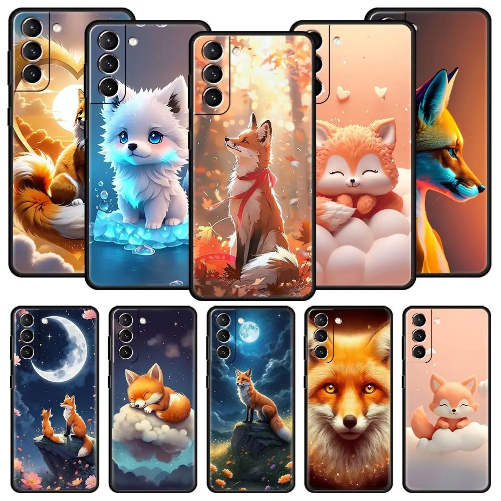 Phone Case Cover for Samsung Galaxy S26 S25 S24 S23 S22 S20 S21 FE Ultra Plus S25 Edge 5G Soft TPU Capas Cute Animal Fox Fundas