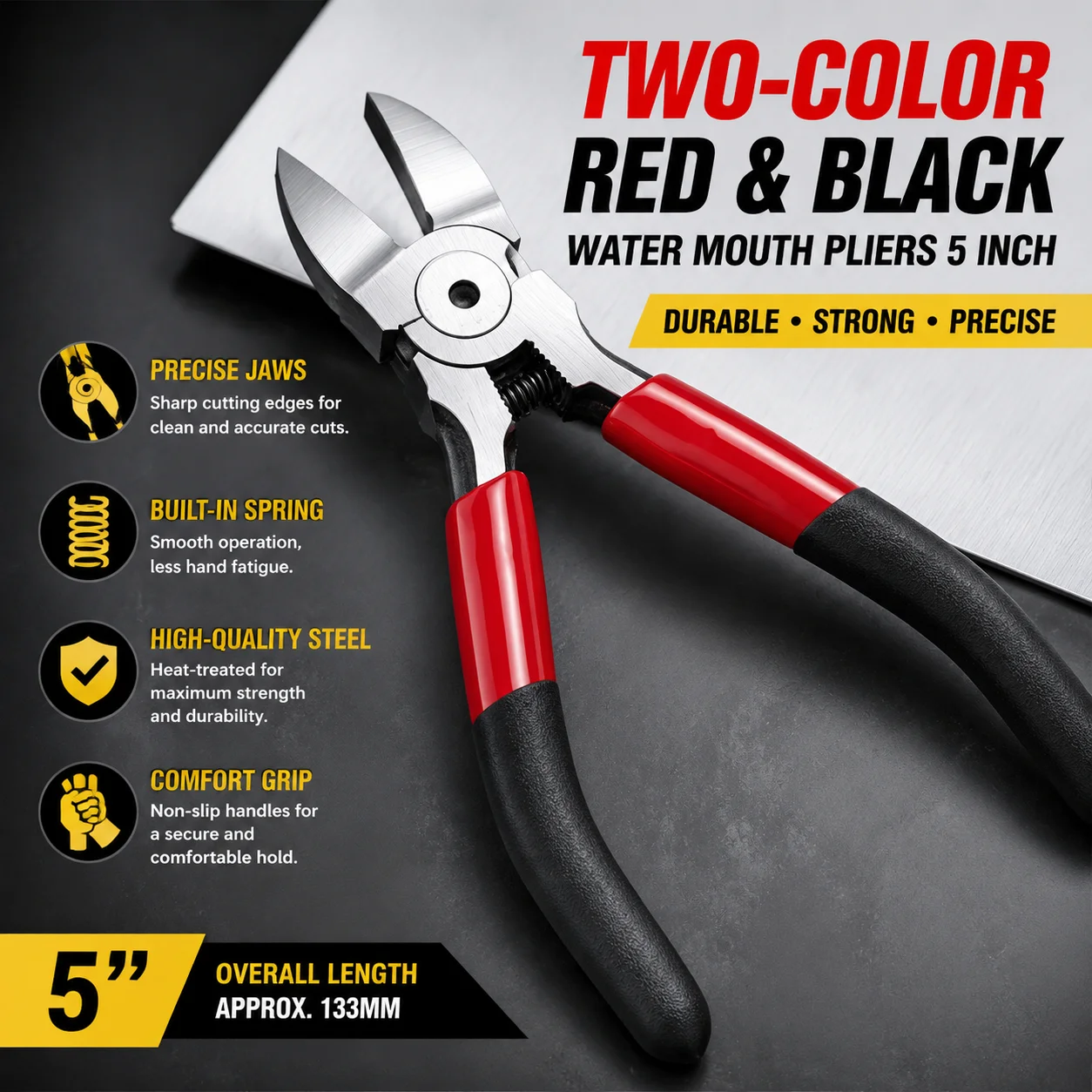 KANOYU Ultra-thin, extremely sharp water-jet pliers with high hardness, wire-cutting model, curved jaw pliers, industrial grade