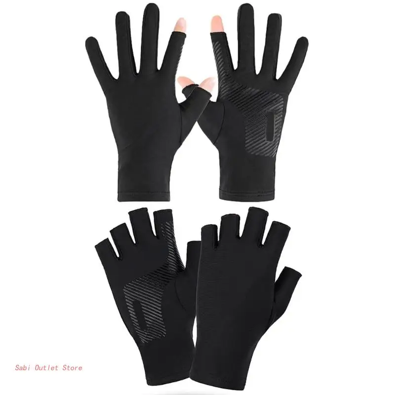 Fishing Gloves for Men and Women 2 Cut Fingers for Photography Fly Fishing Ice Fishing Running Touchscreen T8UA