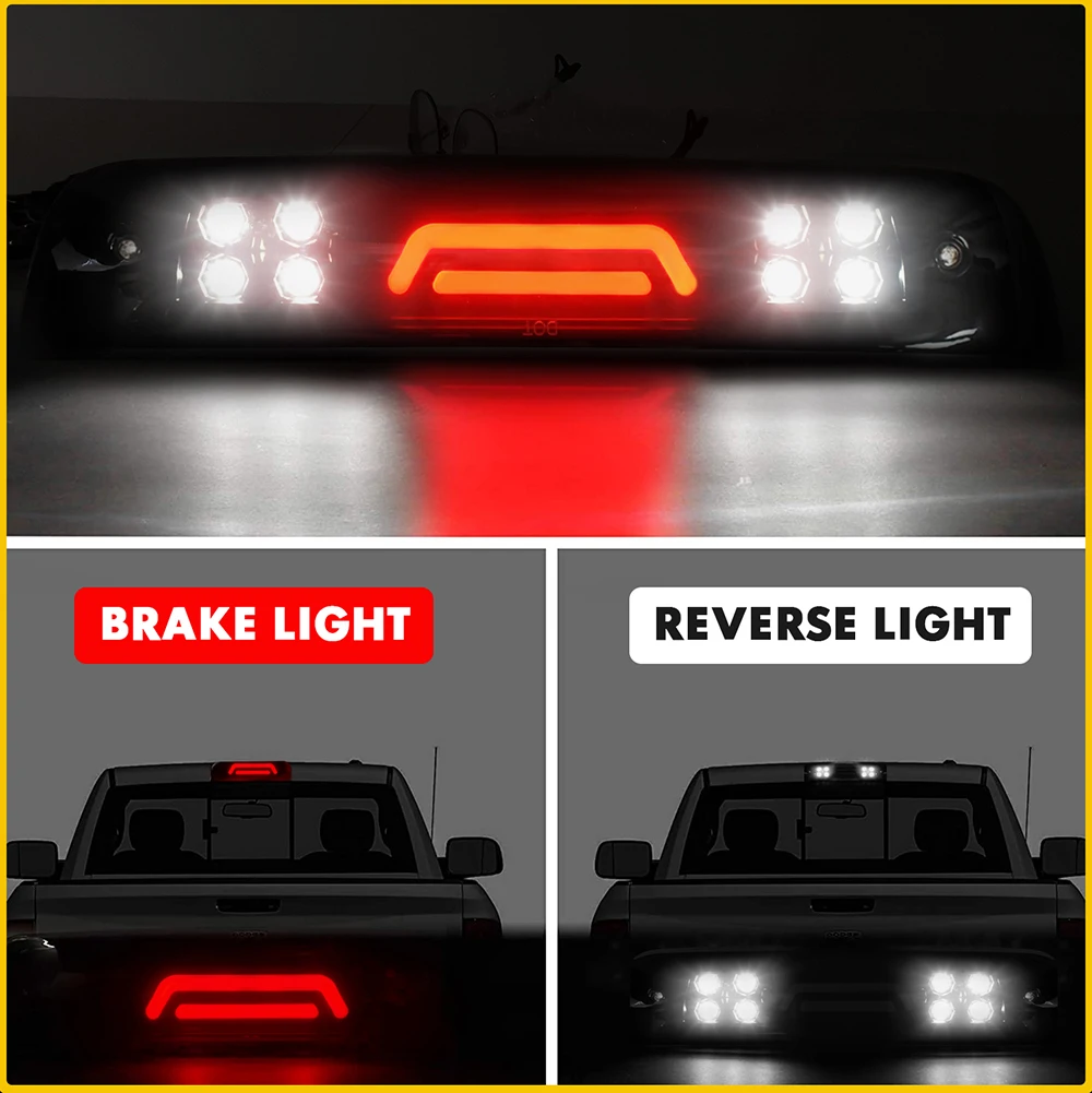 Dla Dodge RAM 1500 2500 3500 2009-2018 LED Smoke 3rd trzecie światło tylne ładunku hamulca wysoko montowane lampy Stop Turn Signal Backlights