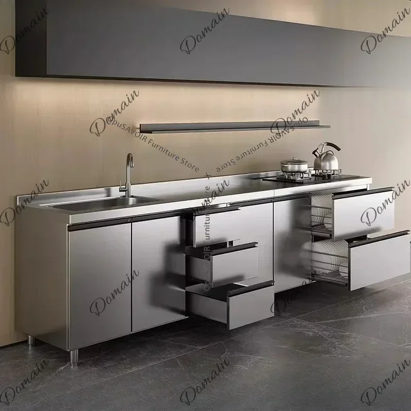 New J Multifunctional 304 Stainless Steel Cabinet Kitchen Wall Cabinet Combination Dish Cabinet Integrated Stove Sink Base JT40