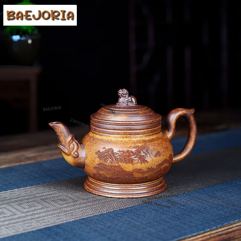 BAEJORIA 410ml Yixing Purple Clay Teapots Handmade Distant Hills Pot Raw Ore High Temperature Section Mud Kettle Zisha Tea Set