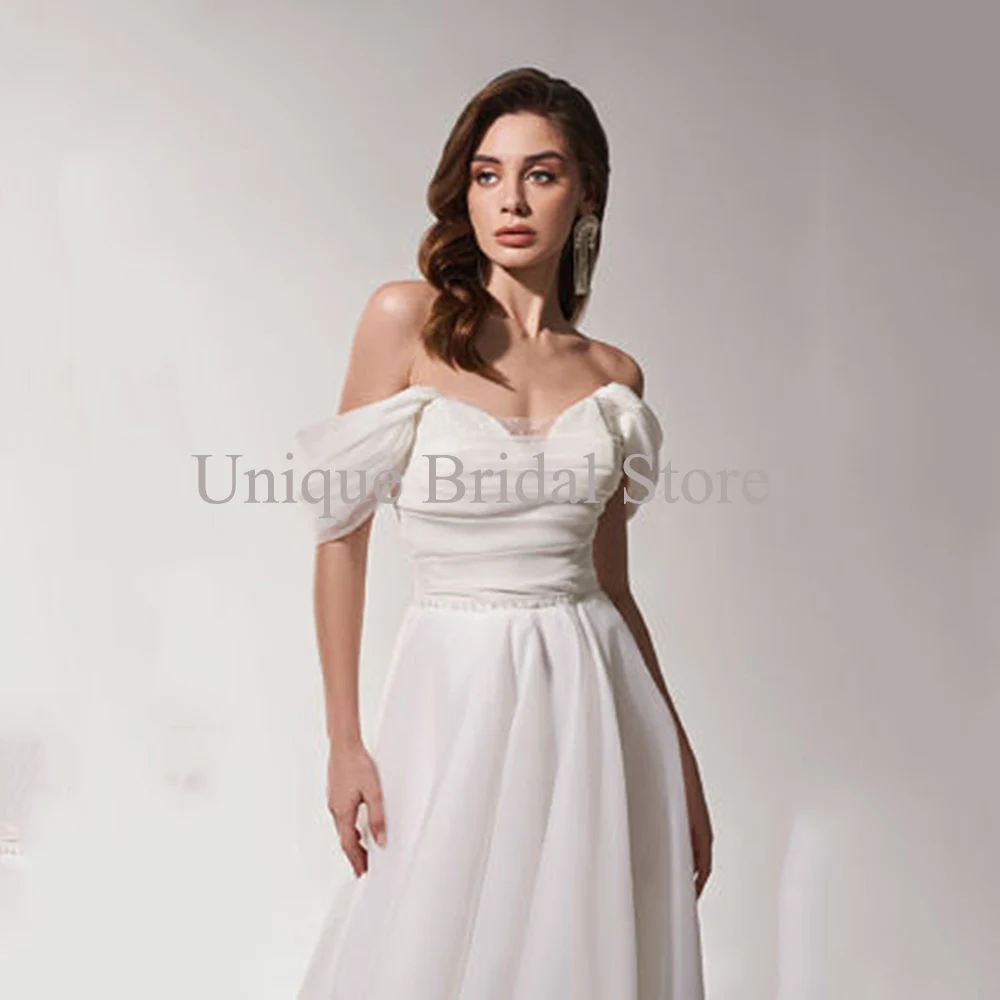 UETEEY Glamorous paillettes Sweetheart abito da sposa Organza Off-the-shoulder Lace-up abiti da sposa 2022 Sweep Train abiti da sposa