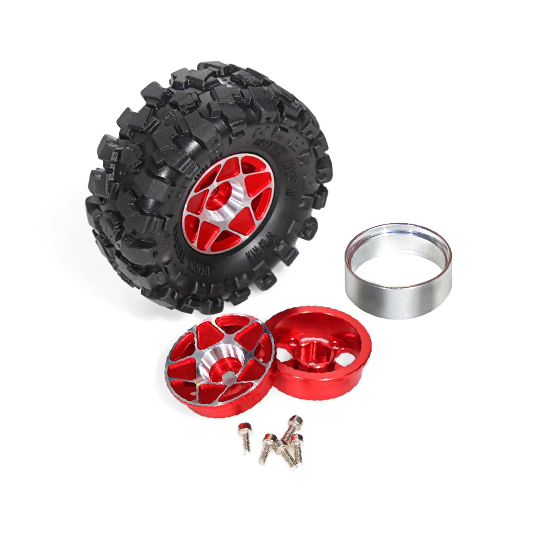 4pcs 57mm 1.0" Metal Beadlock Wheel Tire Set For 1/18 1/24 RC Crawler Car TRX4M SCX24 AX24 FCX24 Upgrade Parts Accessories