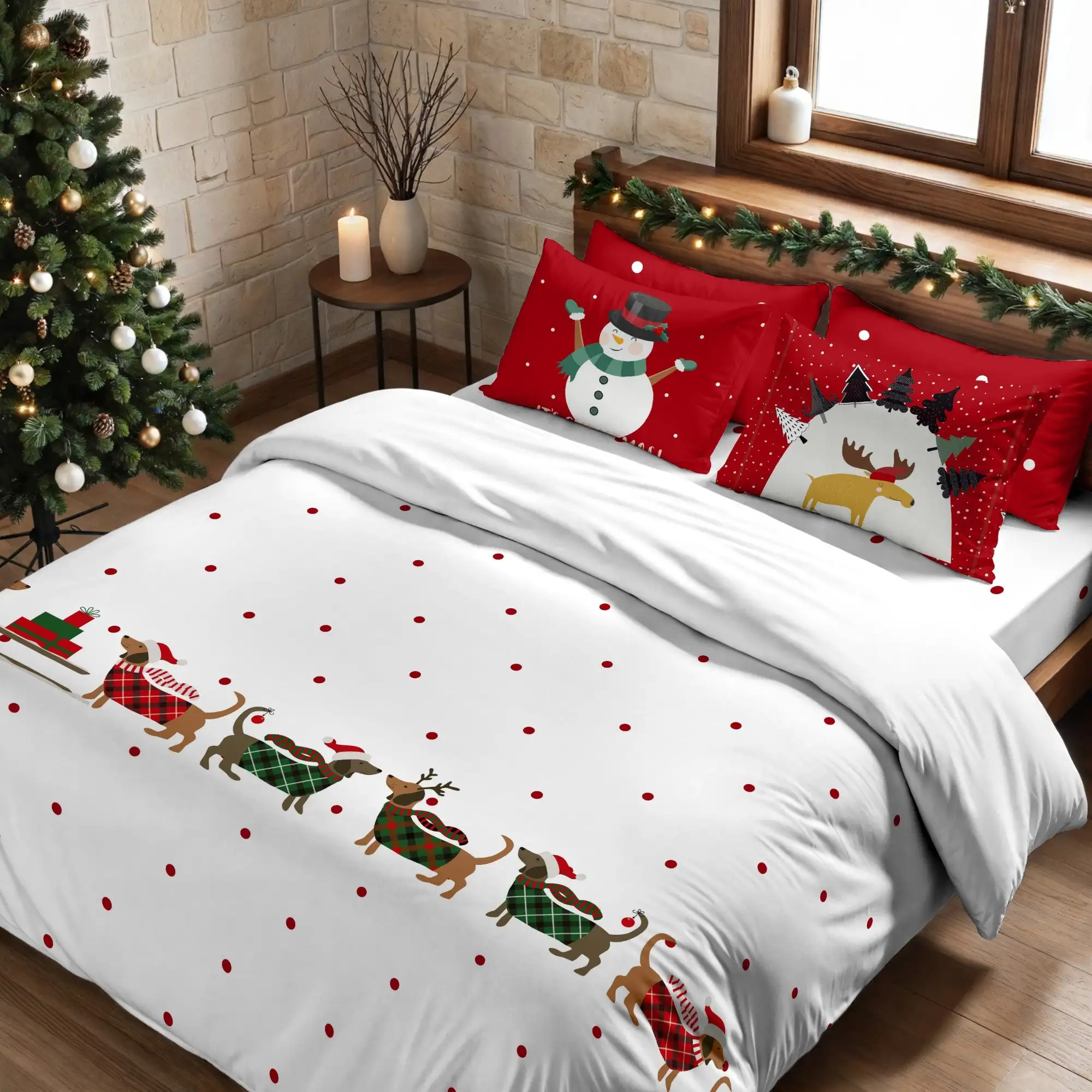 Funda nórdica con clicks Colección Especial navidad BL Belum - Suave funda nórdica de algodón para el invierno - ¡Ideal para la temporada navideña! 100% poliéster