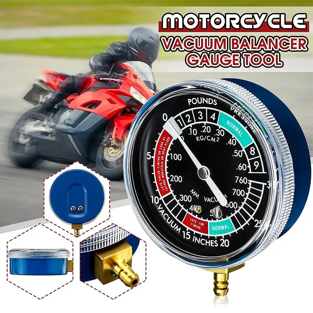 Motorcycle Carburetor Vacuum Gauge Synchronizer Balance Diagnostics Tool Kit with Hoses Adapters for Bike Moto