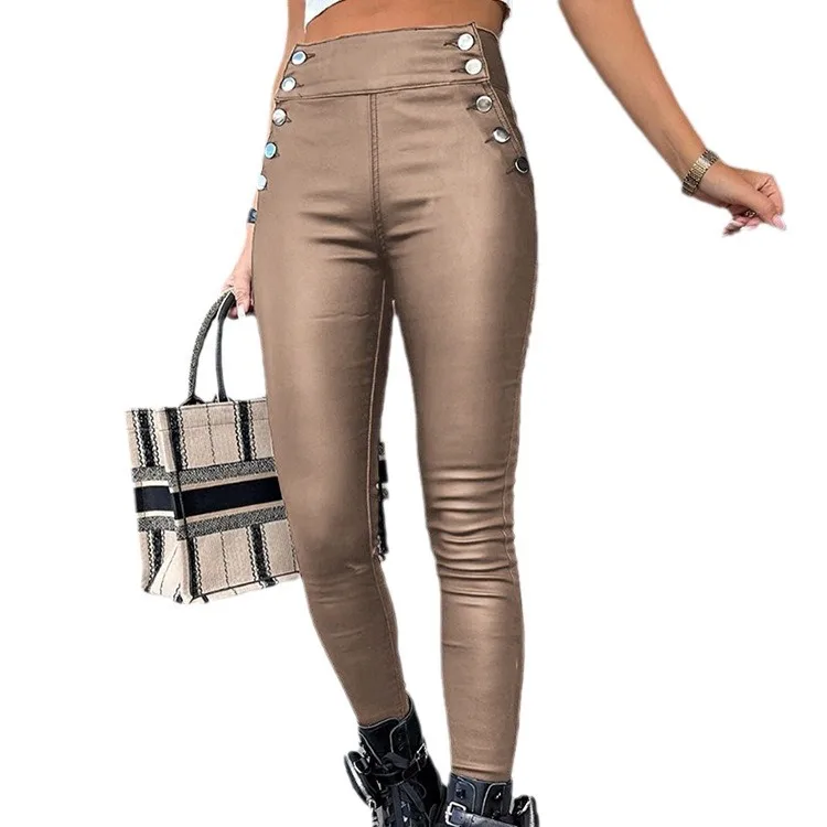 Pencil Pant Women Ankle Length Pants Slim Fit High Waist Straight Buttons Y2k Streetwear Elegant Work Casual Solid Sheath Autumn