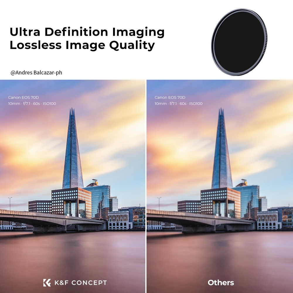 K&F Concept ND1000 Neutral Density Filter (Nano-X) Ultra HD Ultrathin ND Filter 52mm 58mm 67mm 72mm 77mm 82mm 95mm 105mm 112mm