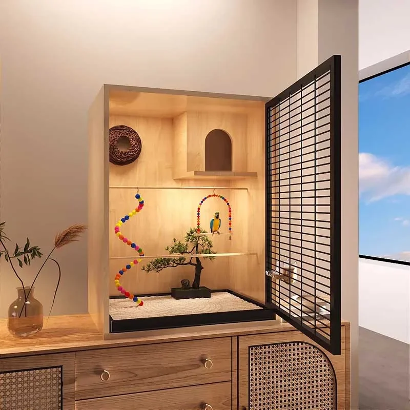 Jaulas grandes de madera para pájaros, soporte para perca de cacatúa, jaulas para pájaros, casa, decoración canaria, parque infantil, productos para el hogar