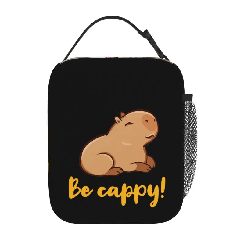 The Cute Capybara Loves Foam Tea Insulated Lunch Bag for Travel School Picnic Portable Food Bag Containers Cooler Hot Lunch Box