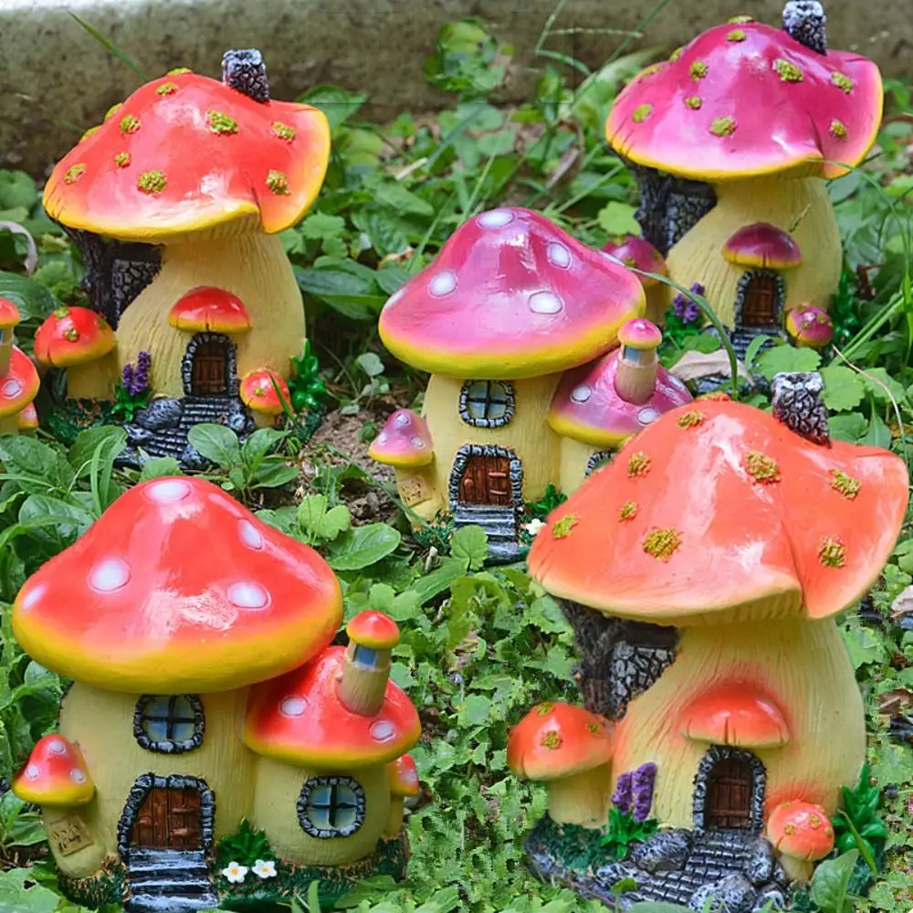 

Resin Mushroom Room Small Ornaments Cute Cartoon Garden Statue Creative Waterproof Mushroom Sculptures Lawn