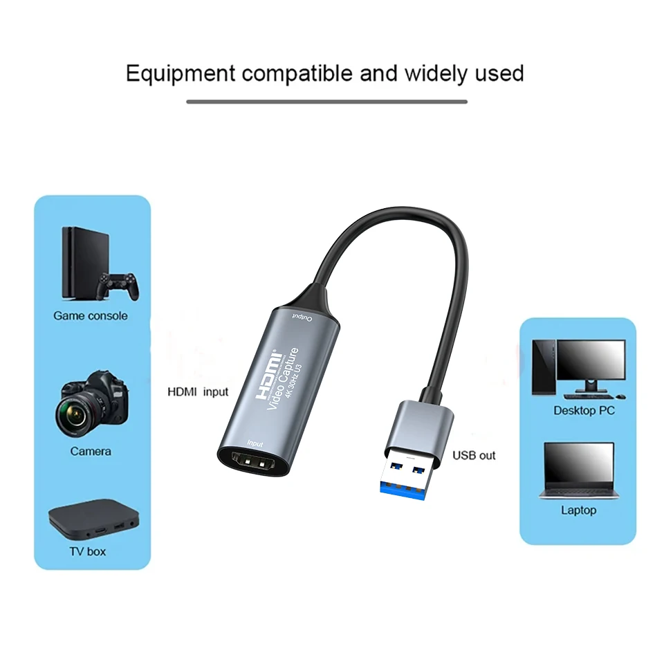 4K Type-C Video Capture Card 1080p 60fps USB 3.0 USB-C HDMI Game Recording USB2.0 Grabber for PS4 Laptop Camera Live Streaming