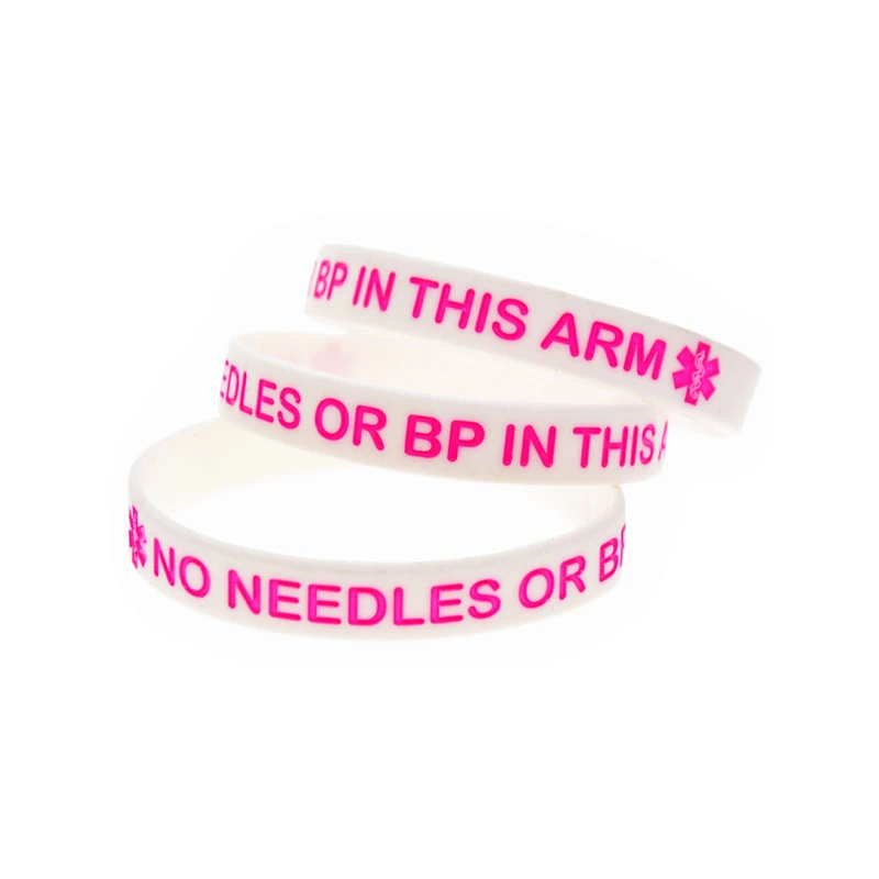 1PC/7PCS Unisex Silicone Bangle Medical Hospital ID Rubber Bracelet No Needles Or BP in This Arm Wristband