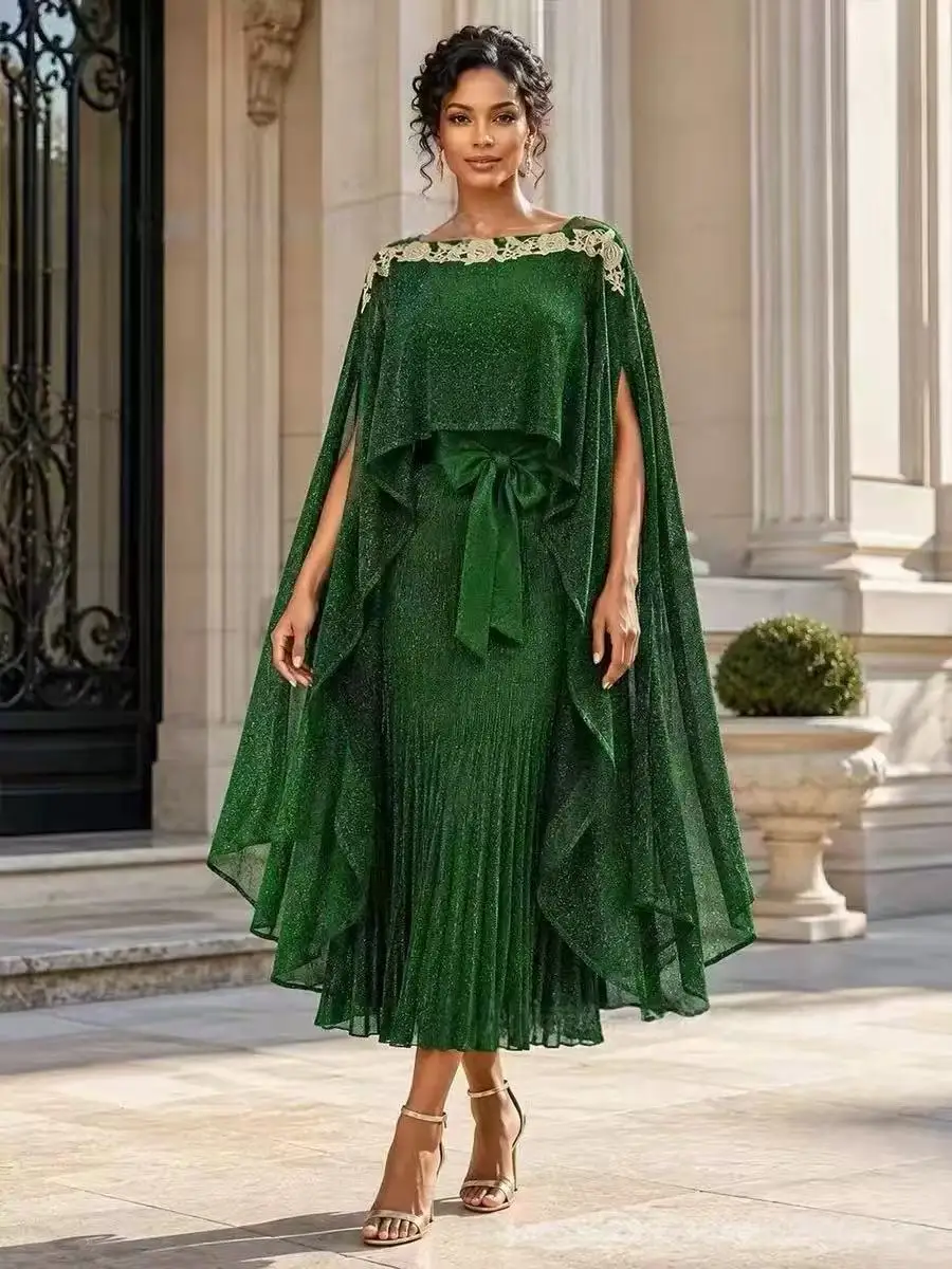 Miyake New Africa 2026 Summer Pleated Women's Clothing Set Bronzing Embroidered Two-piece Dress