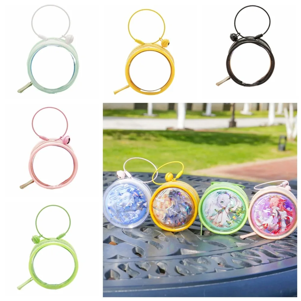 Étui de protection en PVC transparent pour badge rond, sac de rangement en poudres, porte-clés extérieur, affichage recto-verso transparent