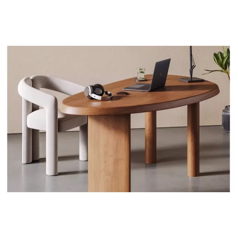 All solid wood special-shaped desk modern simple desk household Italian minimalist creative mango computer desk