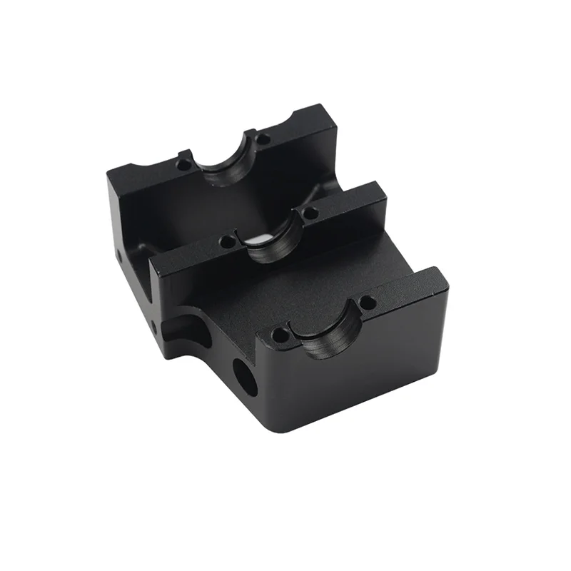CNC machined black anodized aluminum alloy precision multi-cavity mechanical fixture parts special-shaped support accessories