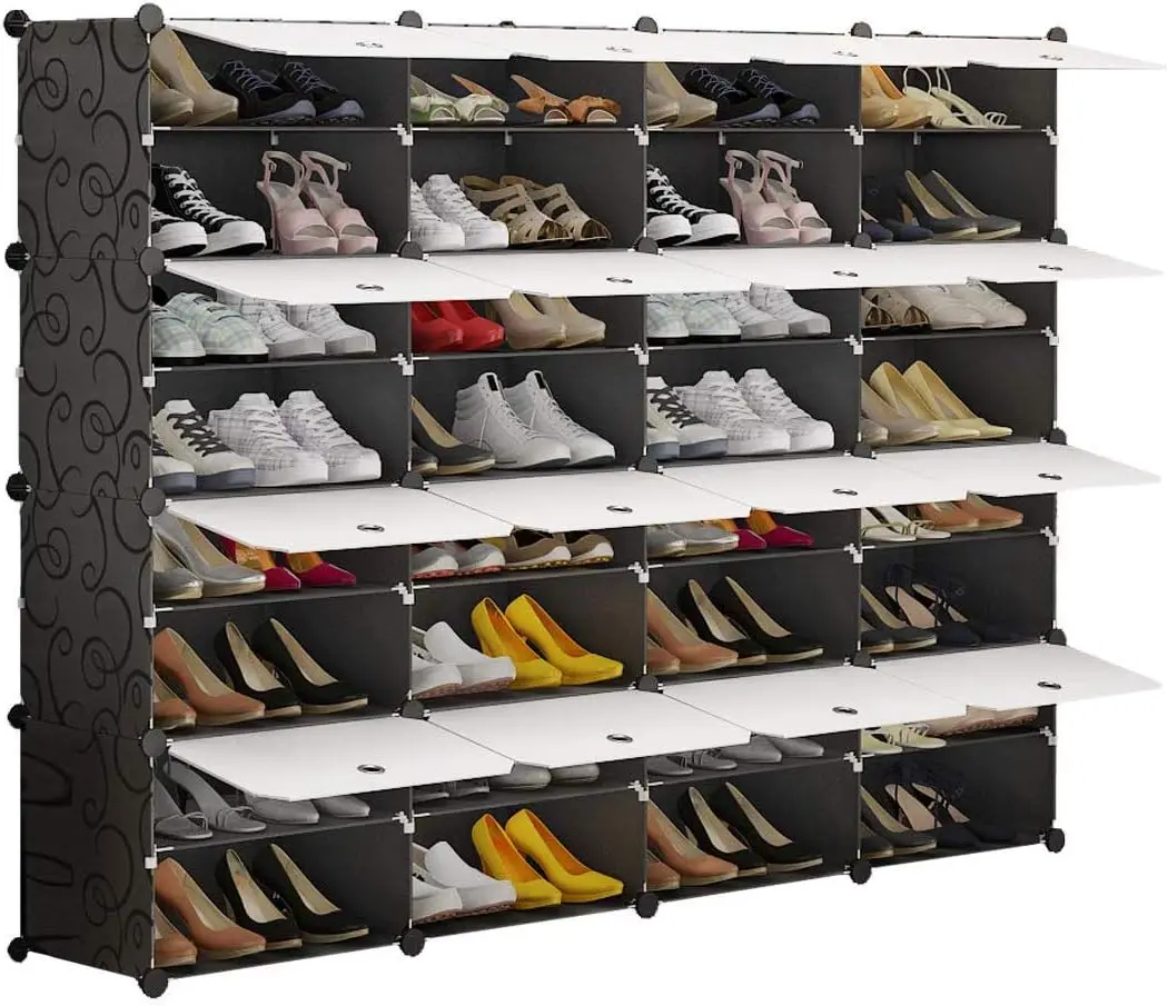 

Portable Shoe Rack Organizer 72 Pair Tower Cabinet Stand Expandable for Heels, Boots, Slippers， 8-Tiers Black