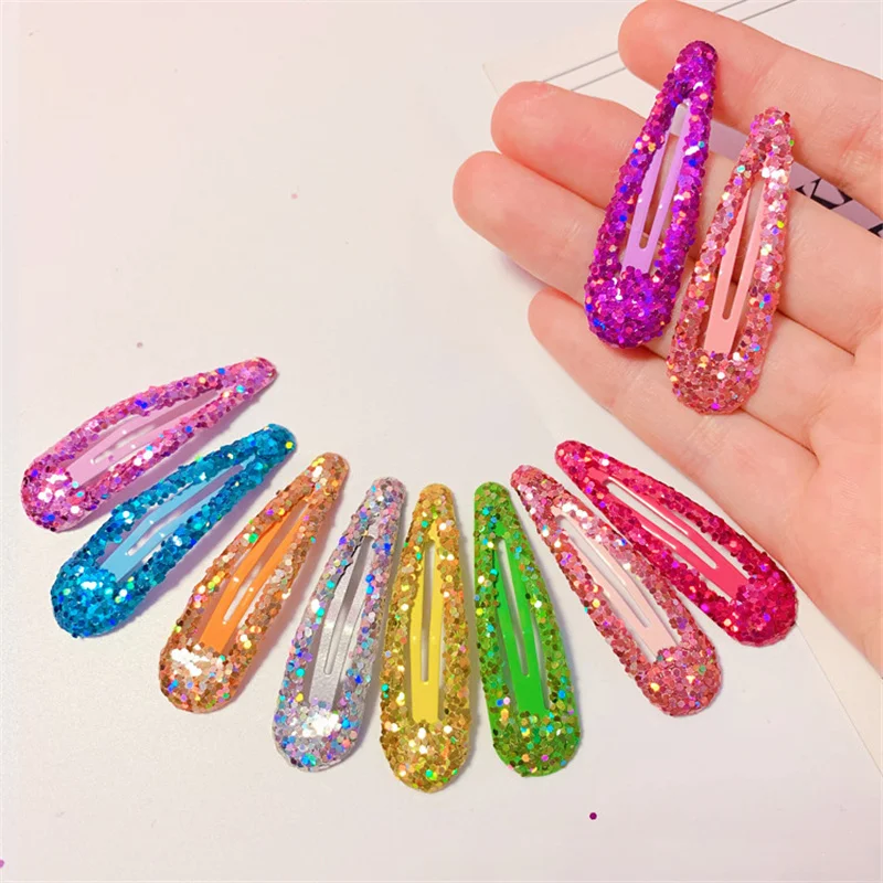 20Pcs/Lot Bling Hairpin Princess Children Hair Accessories Cute Sequin Thick Powder Sprinkled Hairclip Party Decoration Headwear