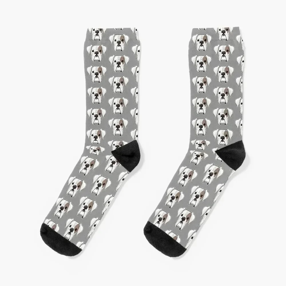 White Boxer with spot Socks warm winter Sports soccer anti-slip Boy Child Socks Women's