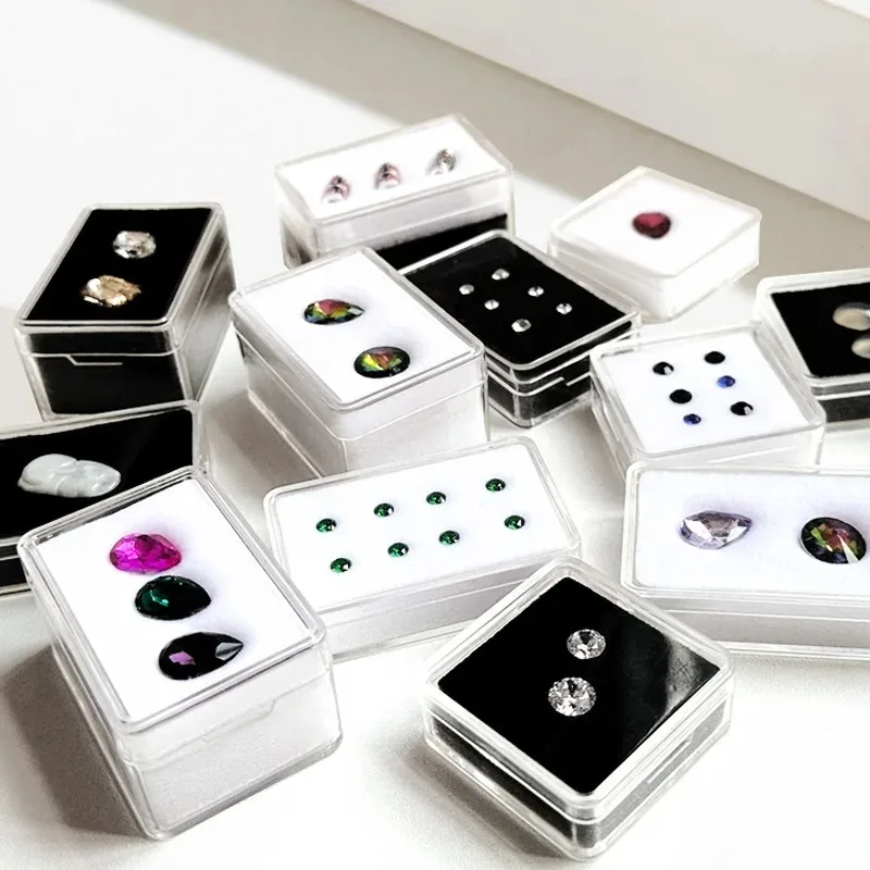 

1 acrylic transparent jewelry display box with foam pad, gemstone storage container box, jewelry storage box